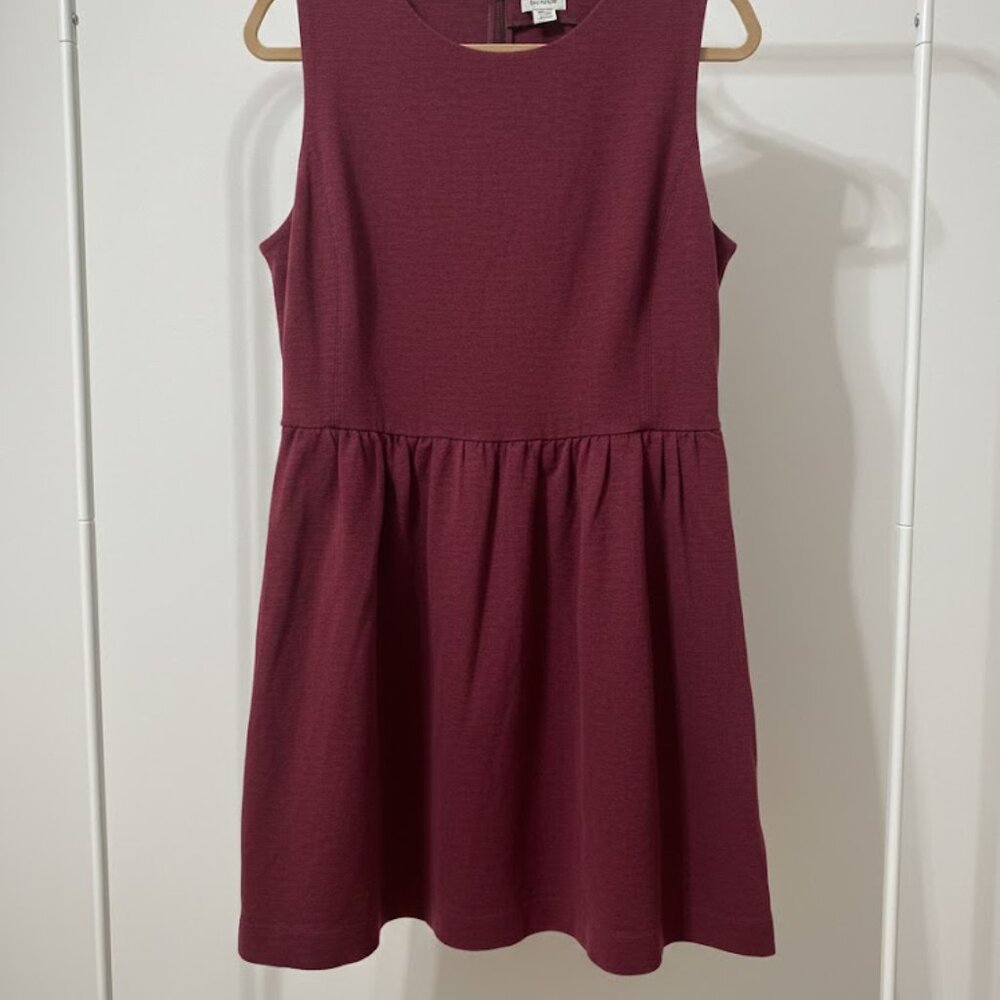 J Crew Women's Burgundy Dress Sleeveless Pockets Knee Length Size XL